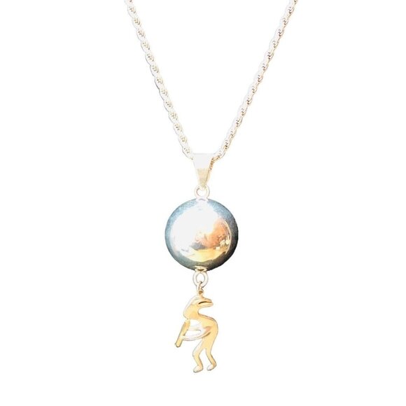 American Southwest Womens Necklace Sterling Silver Kokopelli Chime Ball - Picture 3 of 3